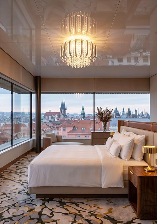 Circle crystal ceiling light for guest room