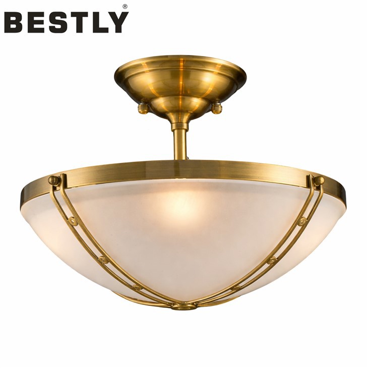 Simple Style Ceiling Mount Lights With Frosted Glass Bowl