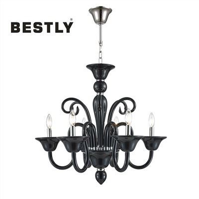 Modern Chandelier Black Glass